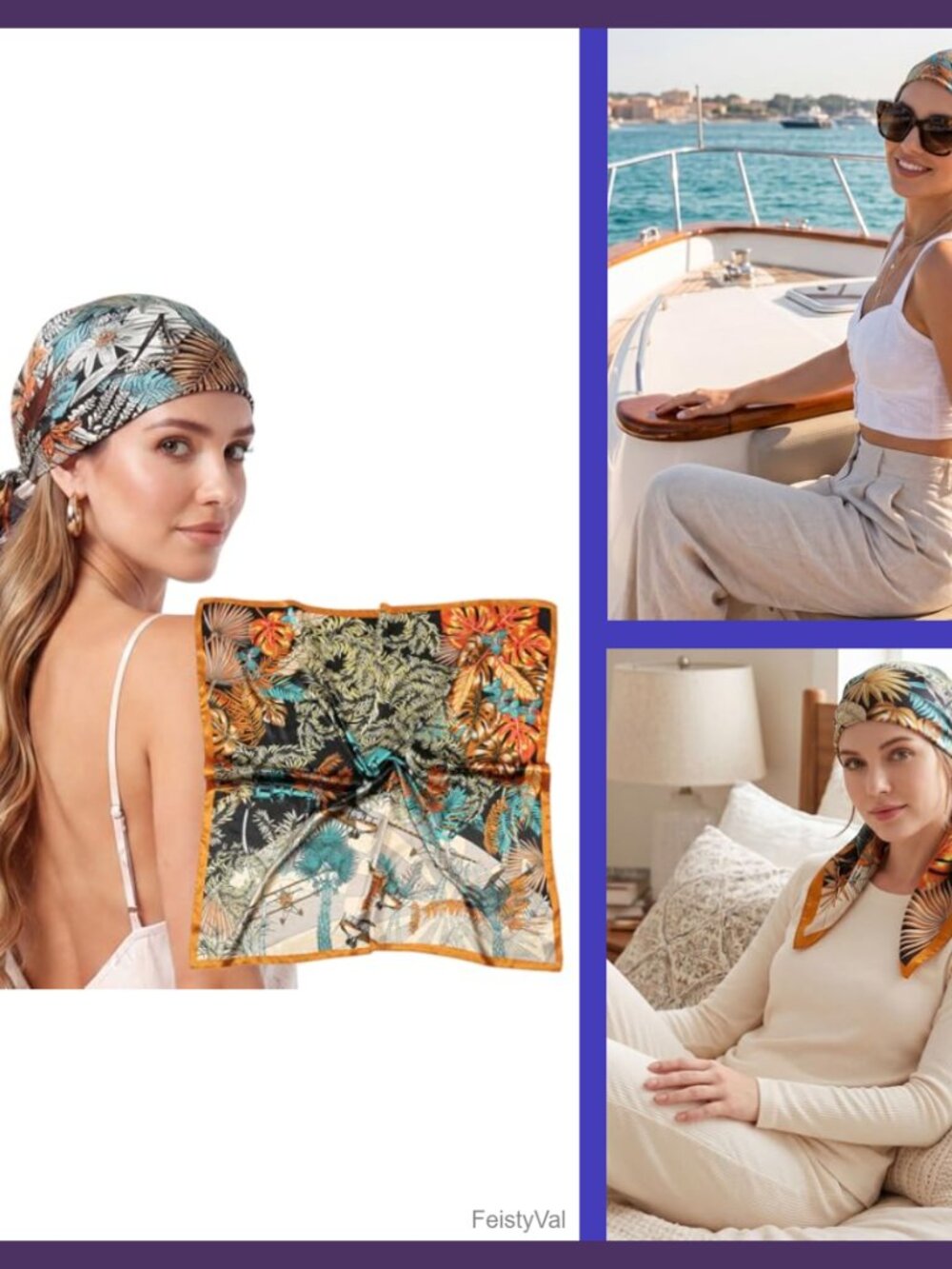 Silk Satin Square Scarf 35 Inch Hair Wrapping Sleeping Bandana Head Scarf